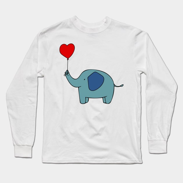 Never Forget I Love You, Cute Elephant with Heart Balloon Long Sleeve T-Shirt by tandre